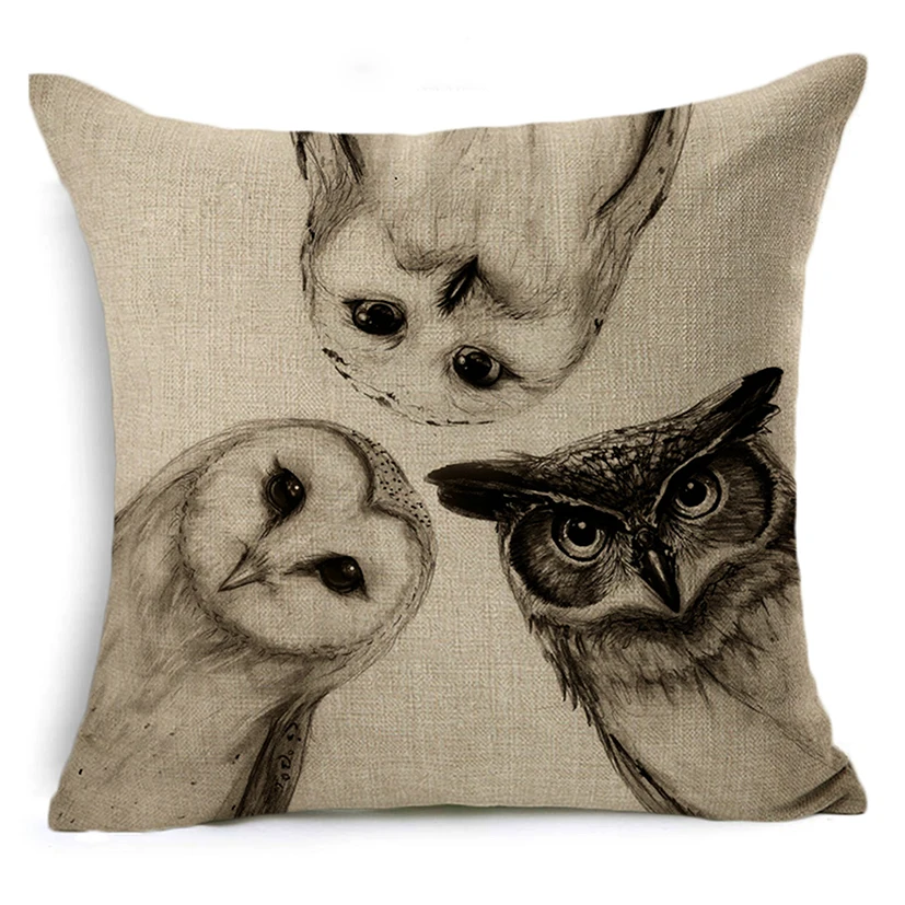 WZH Printed Animals Cushion Cover 45x45cm Linen Decorative Pillow Cover Sofa Bed Pillow Case