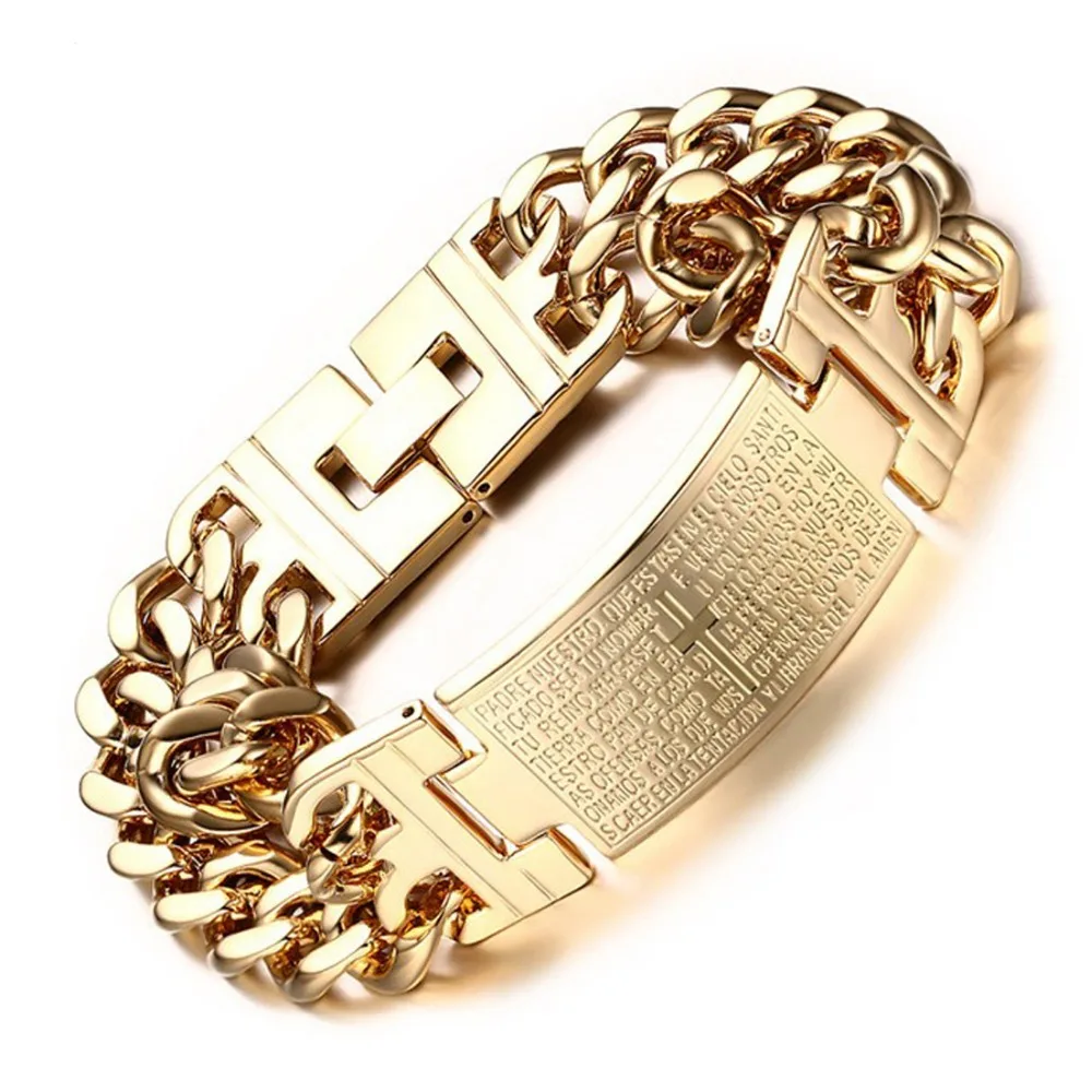 Мужские ювелирные изделия из нержавеющей стали 316L крест стихи узор серебряный