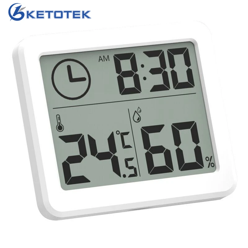 Multifunction Digital Thermometer Hygrometer Clock Indoor Temperature Humidity Meter Monitor Thin 3.2inch Large LCD Screen|Приборы для