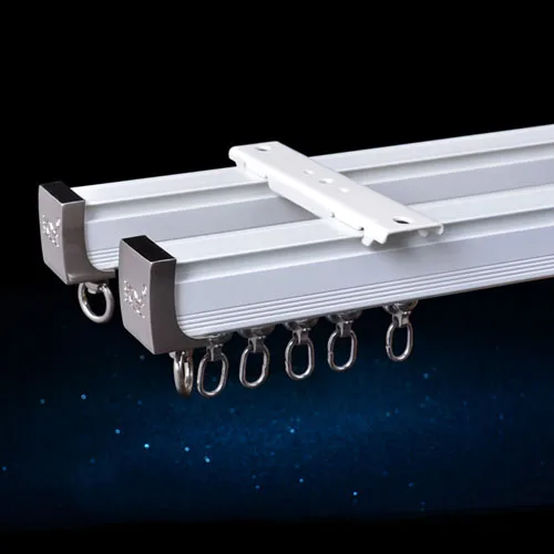 Ivory Double Ceiling Алюминиевый сплав карниз для занавесок потолочная боковая установка одиночные прочные тройные аксессуары для занавесок Индивидуальные - Цвет: Ivory Double Ceiling