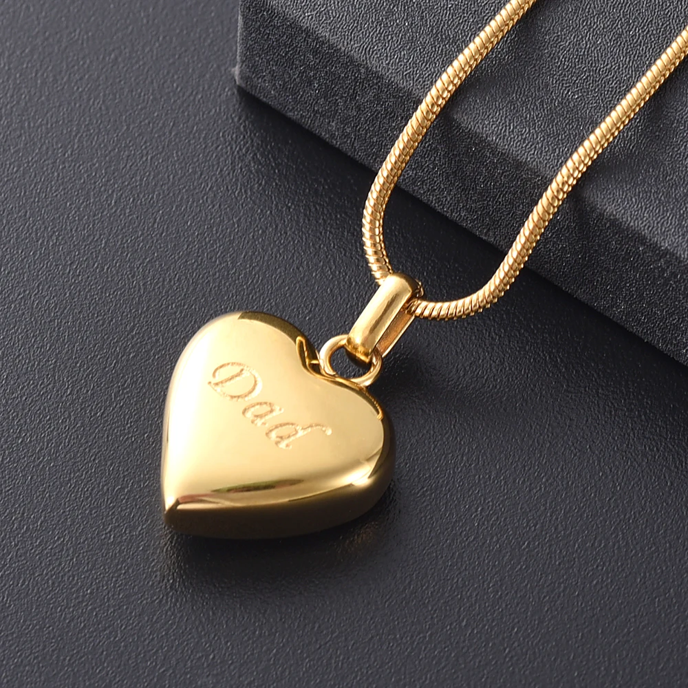 

JJ8455 DAD In My Heart Cremation Urn Necklace For Ashes Of Loved Ones - 316L Stainless Steel keepsake Memorial Jewelry For Human