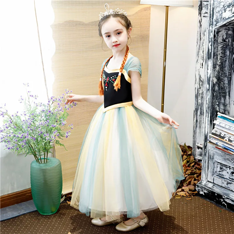 2019 Girl Anna Dress up Costume Children Summer Tulle Princess Party Cosplay Fancy for Halloween Gift | Детская одежда и обувь