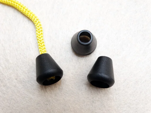 

100pcs/lot Black Zipper Pull Ends Bell Stopper Without Lid Cord Lock Plastic Black Size:14mm*14mm