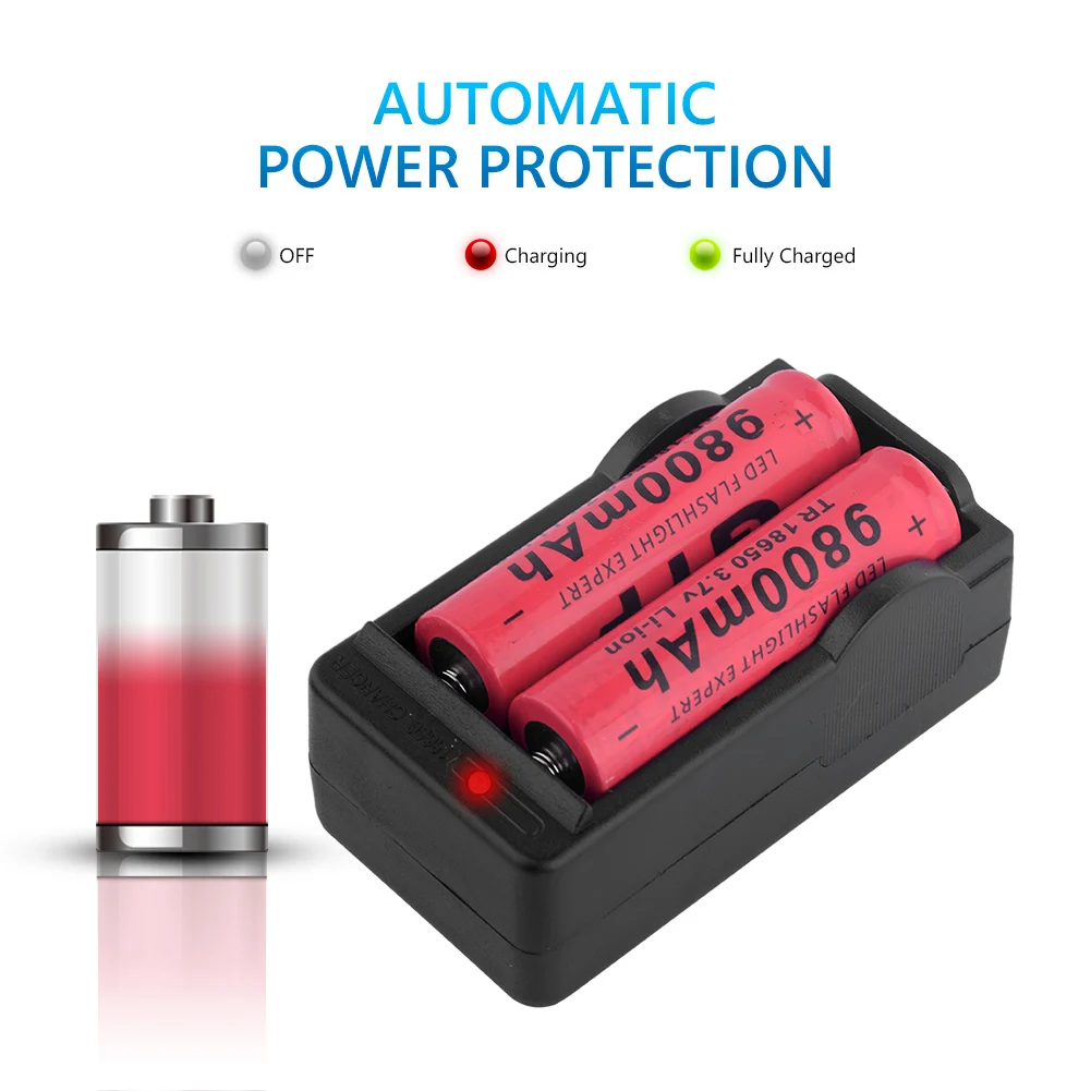 4/8 шт. 18650 Батарея 3,7 V 9800mAh литий-ионный аккумулятор с Зарядное устройство для фонарик батарея, батарея литиевая батарея+ 1 шт. EU Зарядное устройство