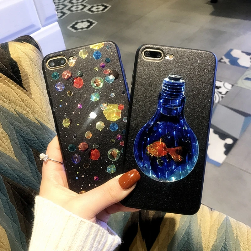 HOCAYU оптовая продажа дешевые чехлы для телефонов Iphone X 8 8plus 7 7plus 6 6s 6plus 3d Блестящий