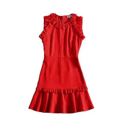 О-образным вырезом Flutter Sleeve dress для женщин Новое поступление высокое качество