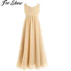 Шифоновое кружевное платье с цветами для девочек 4-14 лет, вечернее платье подружки невесты на одно плечо, платье макси для выпускного вечера