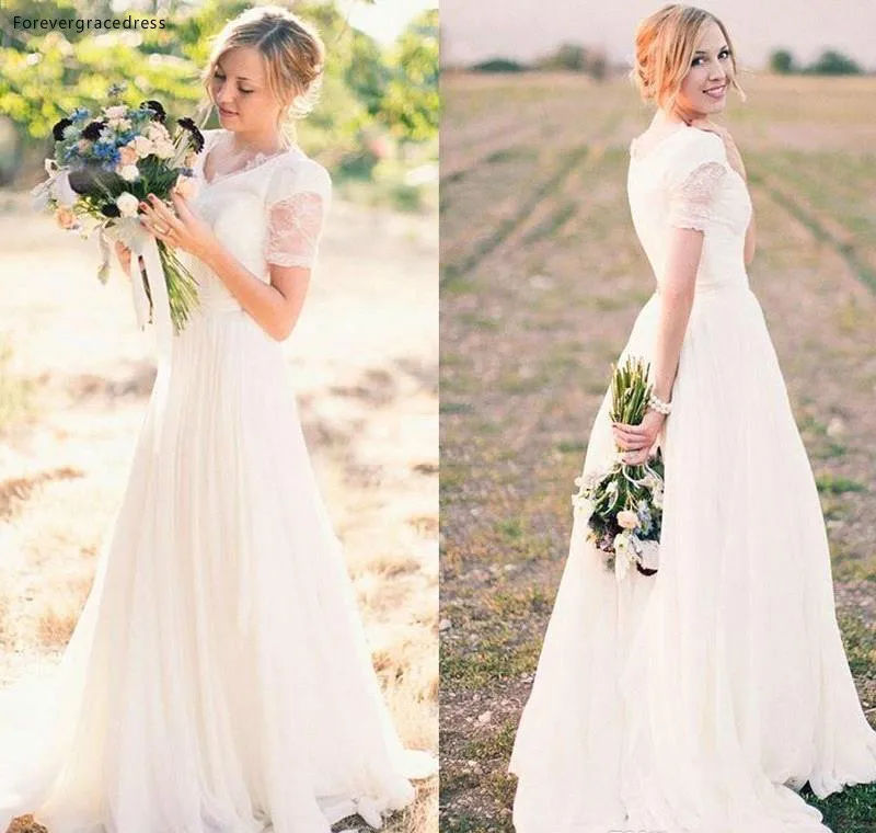 Весенние белые свадебные платья в стиле бохо 2019 А силуэт шифоновые богемные