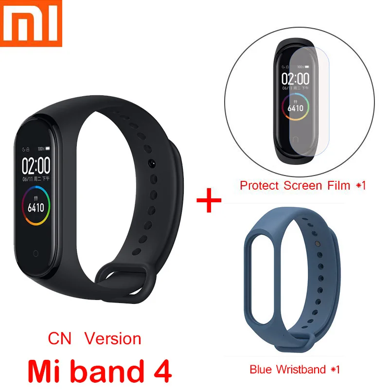 Новейший Xiaomi mi-браслет 4/Smart mi Band 3, фитнес-браслет с цветным экраном, Bluetooth 5,0 для IOS Android - Цвет: mi band 4 add strap