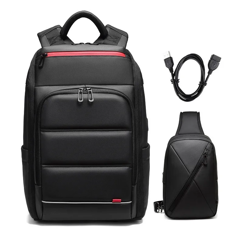 Smart backpacks Multifunctional waterproof backpack USB interface laptop Travel Backpack Large capacity teen student bag - Цвет: Set 4