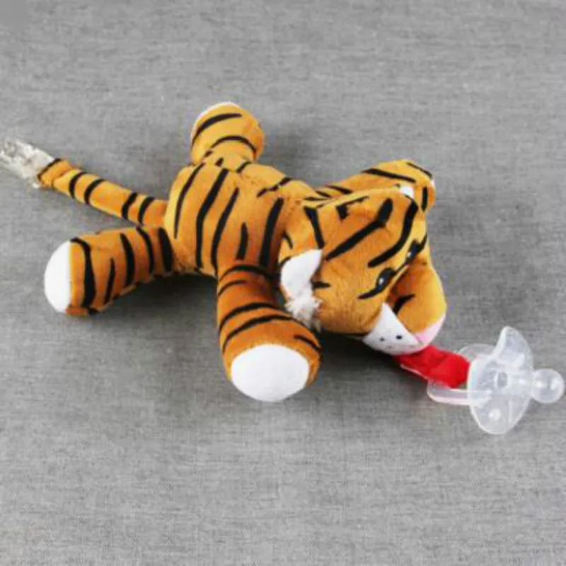 tiger Детская соска на цепочке с зажимом, подвесная плюшевая игрушка в виде животного, Товары для малышей, съемный держатель для соски для новорожденных(не включает в себя соску - Цвет: tiger