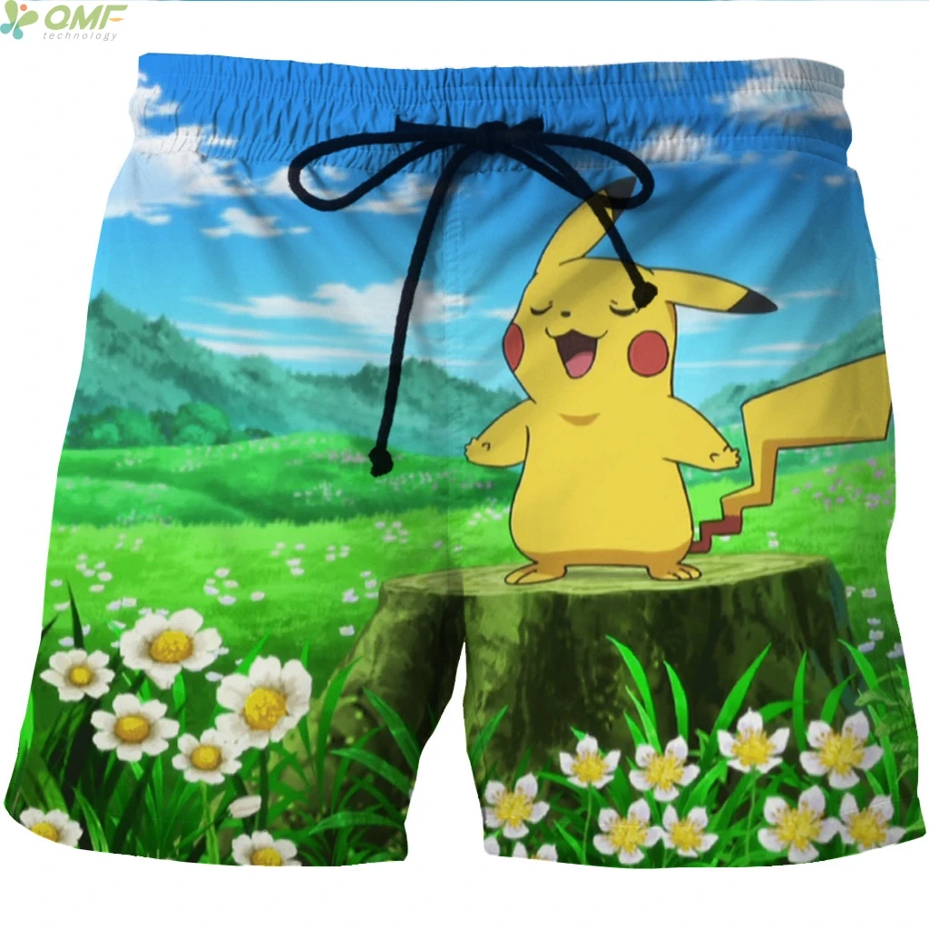Pokemon Go 3d принт мужские короткие брюки Пикачу тренд пляжные шорты быстросохнущие