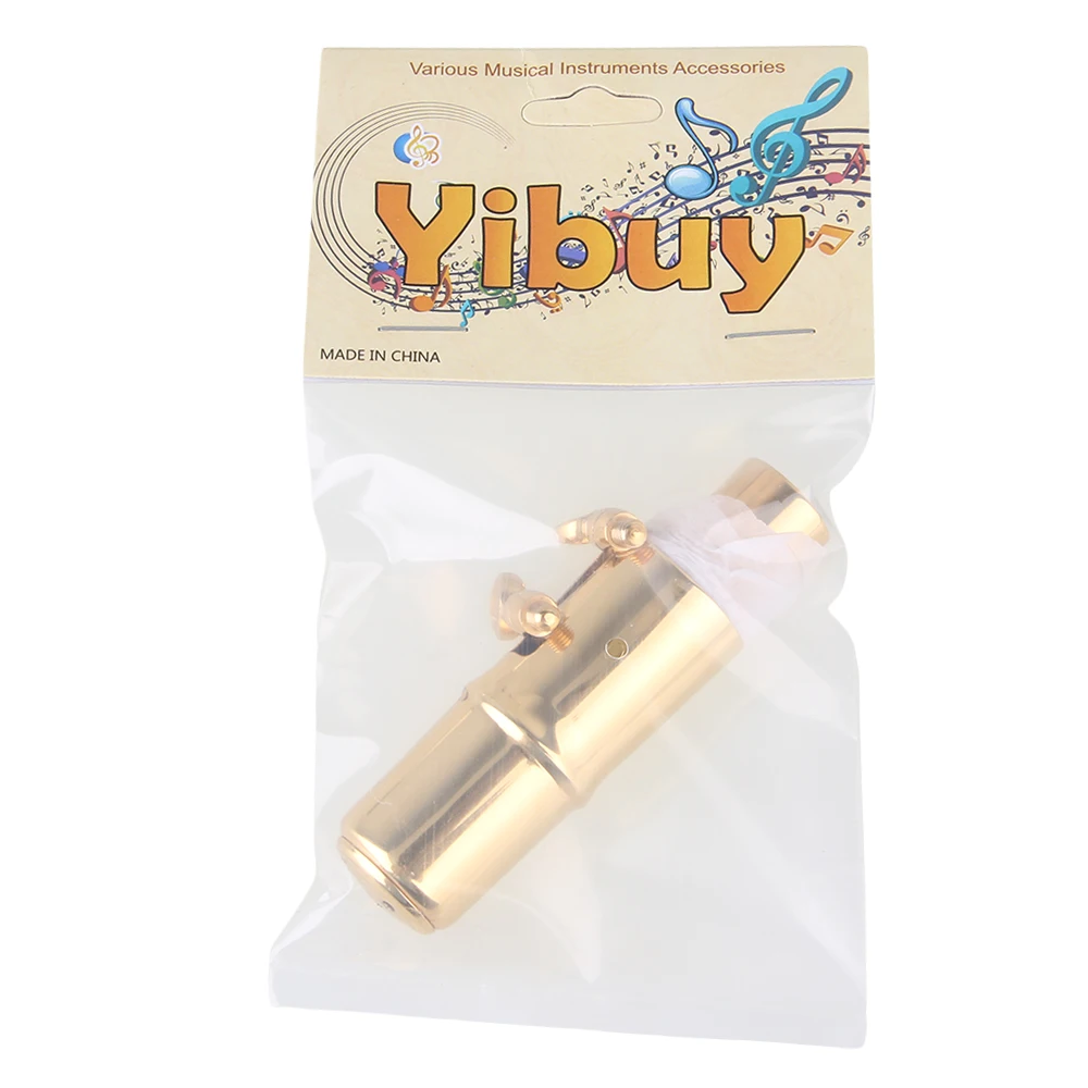 Yibuy позолоченные#7 B-ровное сопрано мундштук для саксофона с лигатурой