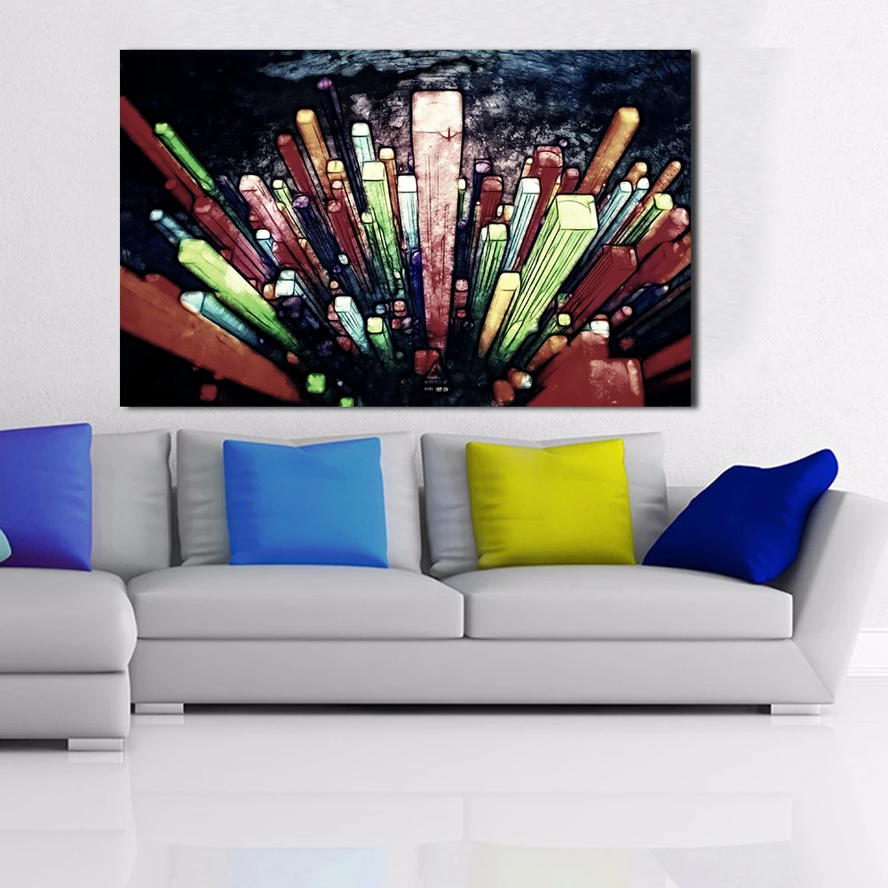 Картина JQHYART для домашнего декора высокие здания в Ночной комнате Современная на