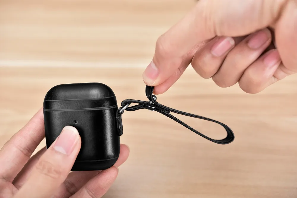 Geniune кожаный чехол для Airpods чехол s Для Air Pods Earpods защитный чехол для наушников с ремешком для iphone