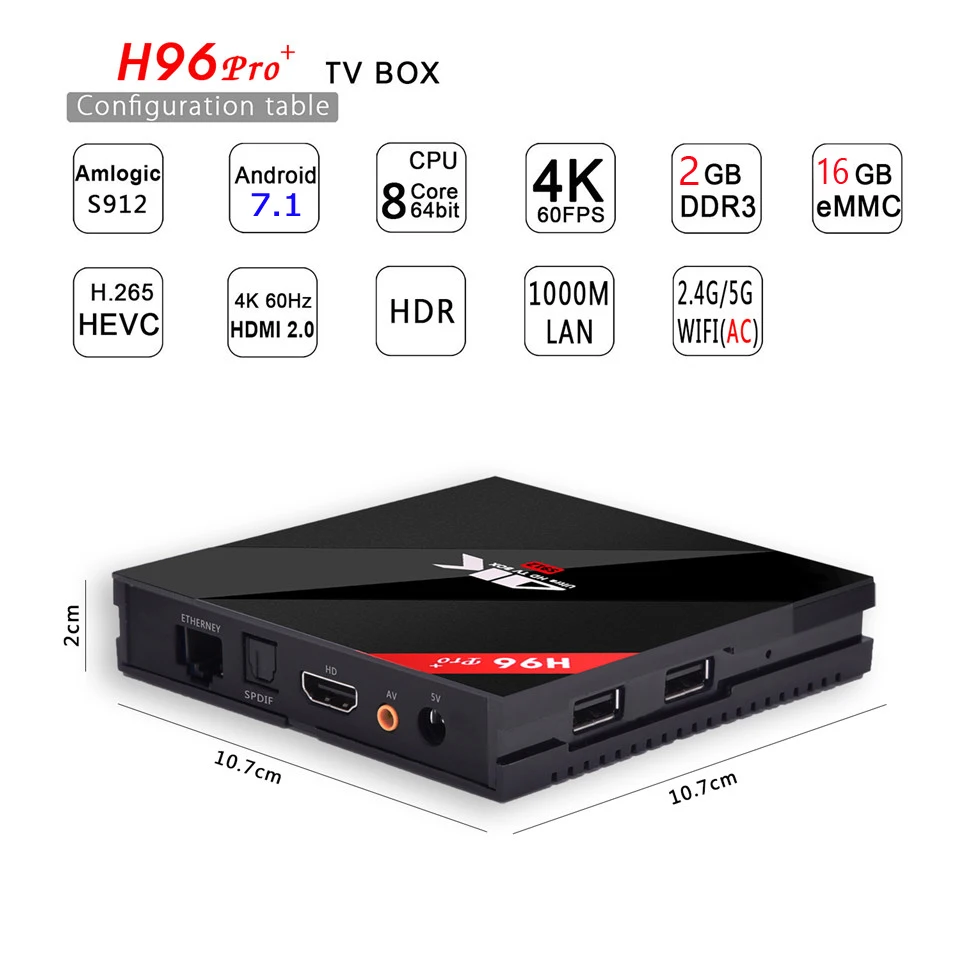 H96pro plus Android 7,1 Smart tv box Dual band 5,8G wifi телеприставка Bluetooth BT4.1 HD 4 K медиаплеер H96 pro