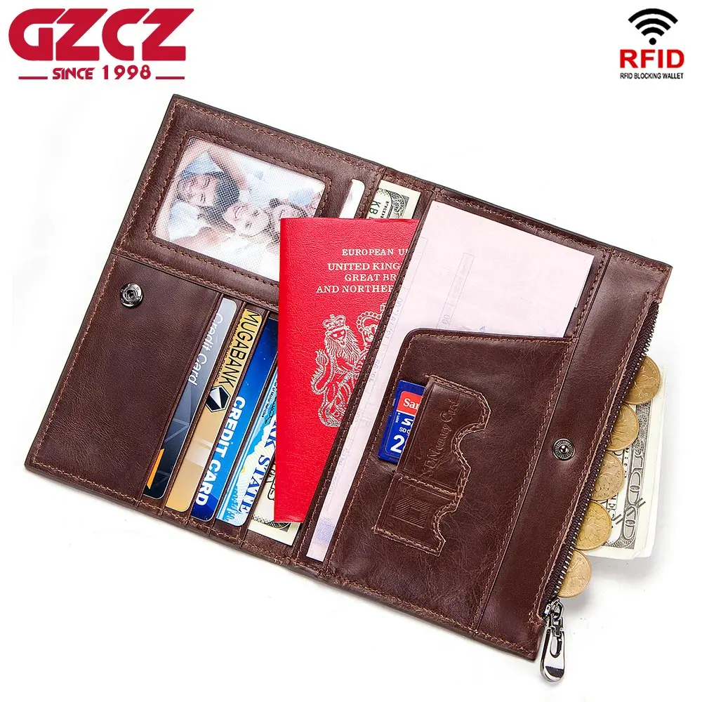 GZCZ 2018 длинные женские и мужские кошельки Новый клатч из натуральной кожи модные