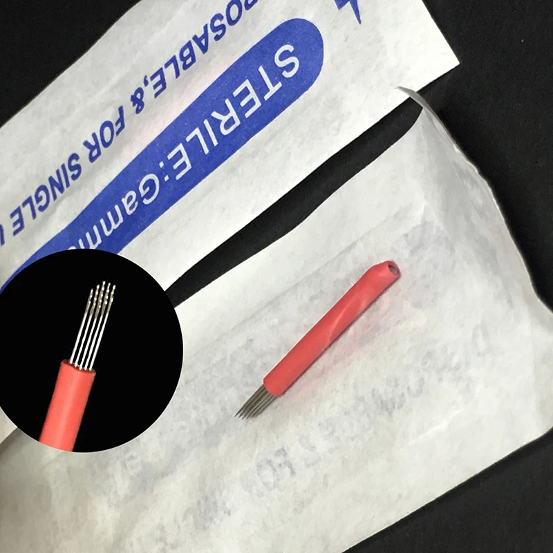 500 pcs r19 Bevel Pin for Manual Microblading Pen Permanent Makeup Fog Needles 3D Eyebrow Red Round 19 Tattoo Microblade | Красота и