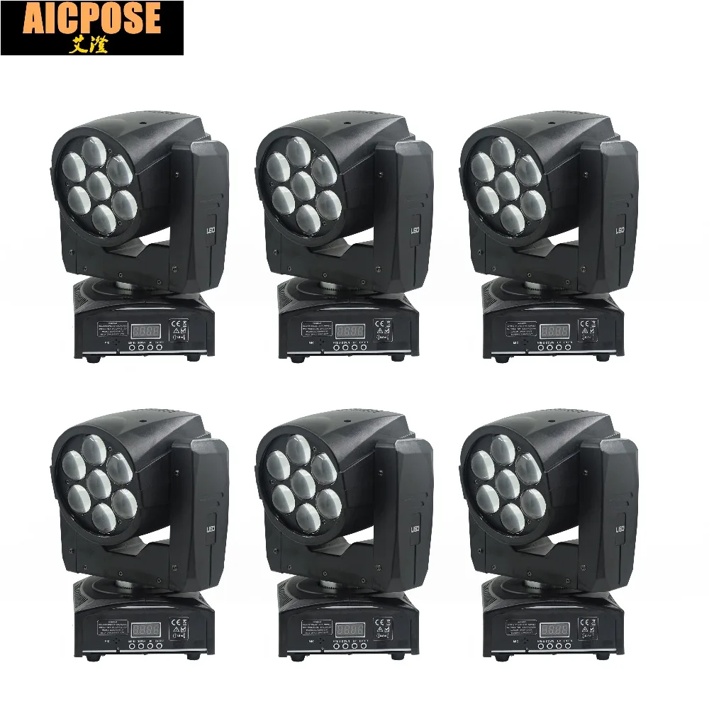 

6units LED Moving Head Zoom Light 16 DMX Channel 7*12W RGBW 4IN1 Color DMX 7x12w Beam Light Moving Head Light Professional Stage