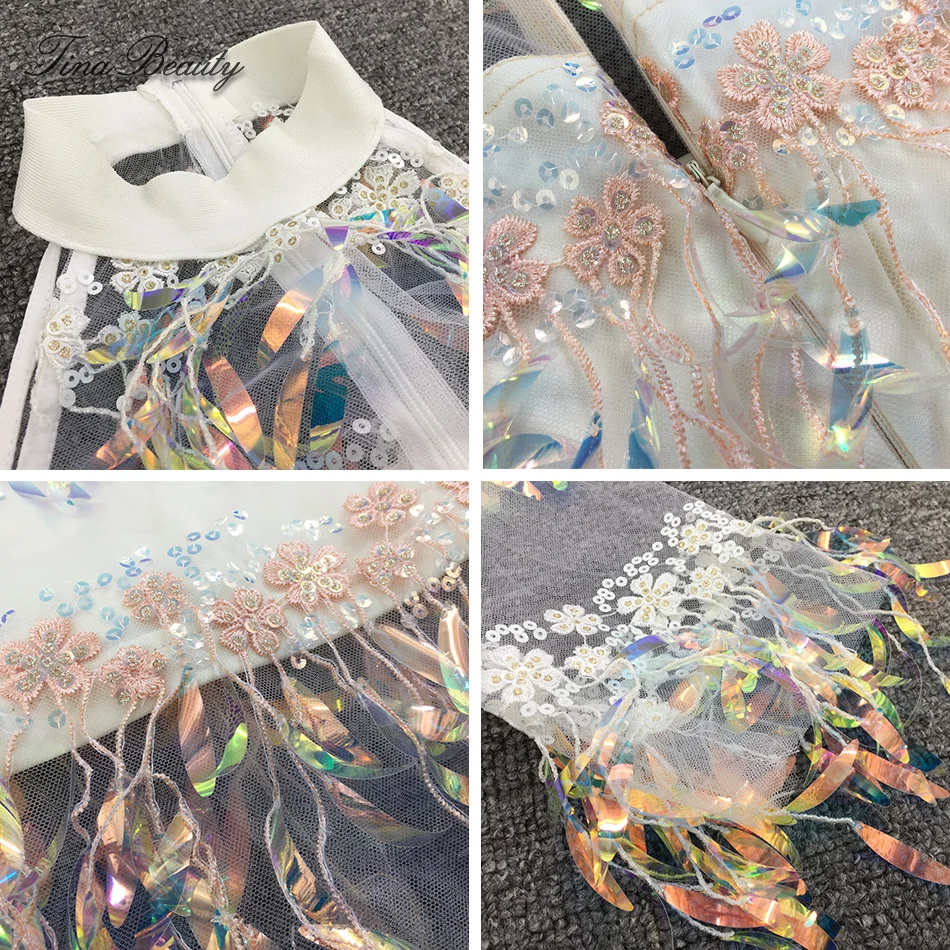 

Tina Beauty Halter Cold Shoulder Sheer Mesh Long Sequined Pink Dress Female Tassel See Through Glittering Maxi Dress Vestidos