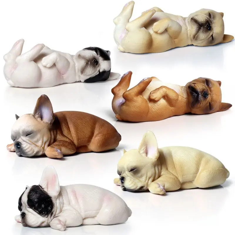 

6Pcs/set French Bulldog Statue Simulation Animal Cute Puppy Pet Dog Figurine Plastic Art&Craft Home Decoration L3407