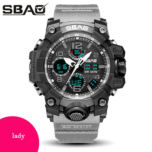 black gray Любителей часы с двойным дисплеем Цифровой светодиодный Электронные Водонепроницаемые кварцевые часы спортивные часы для мужчин и женщин пару часов - Цвет: black gray