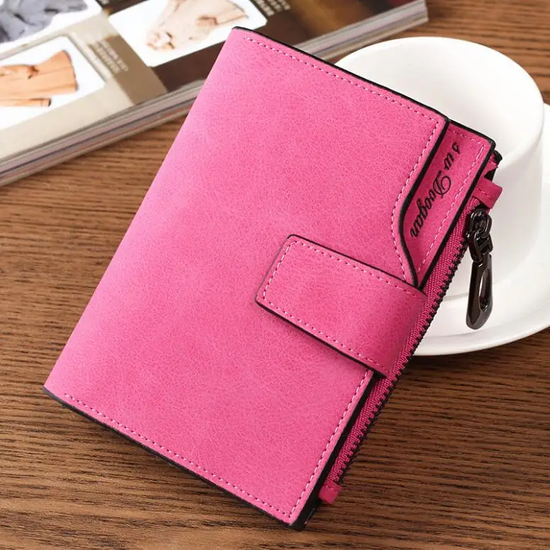 rose red wallet Модный женский маленький короткий кошелек, кошелек с карманом для монет, Женский кошелек на молнии, короткий клатч, выгравированное имя, женский кошелек - Цвет: rose red wallet