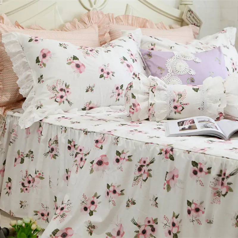 Комплект постельного белья YSH с цветочным принтом кружевное декоративное белье