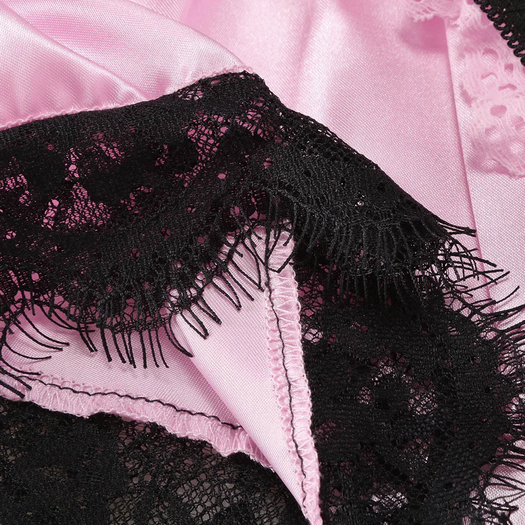 Розовый Атласный пижамный комплект из трех предметов новые женские кружевные