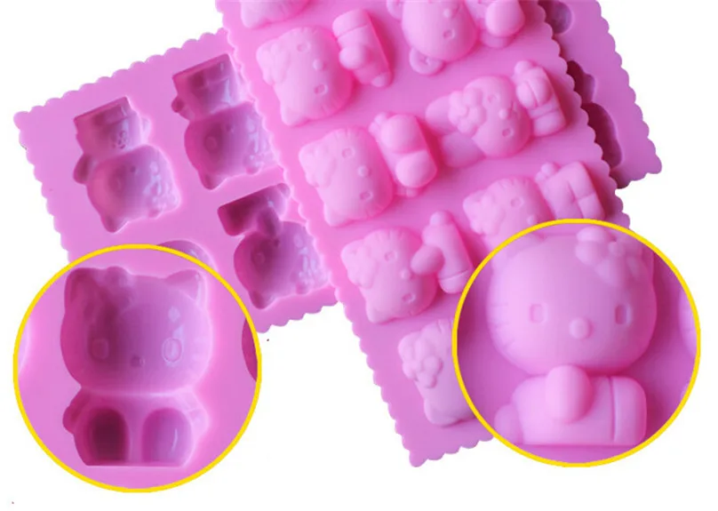 Kawaii DIY 10 отверстий hello kitty Шоколад силиконовая форма FDA безопасный кубик льда