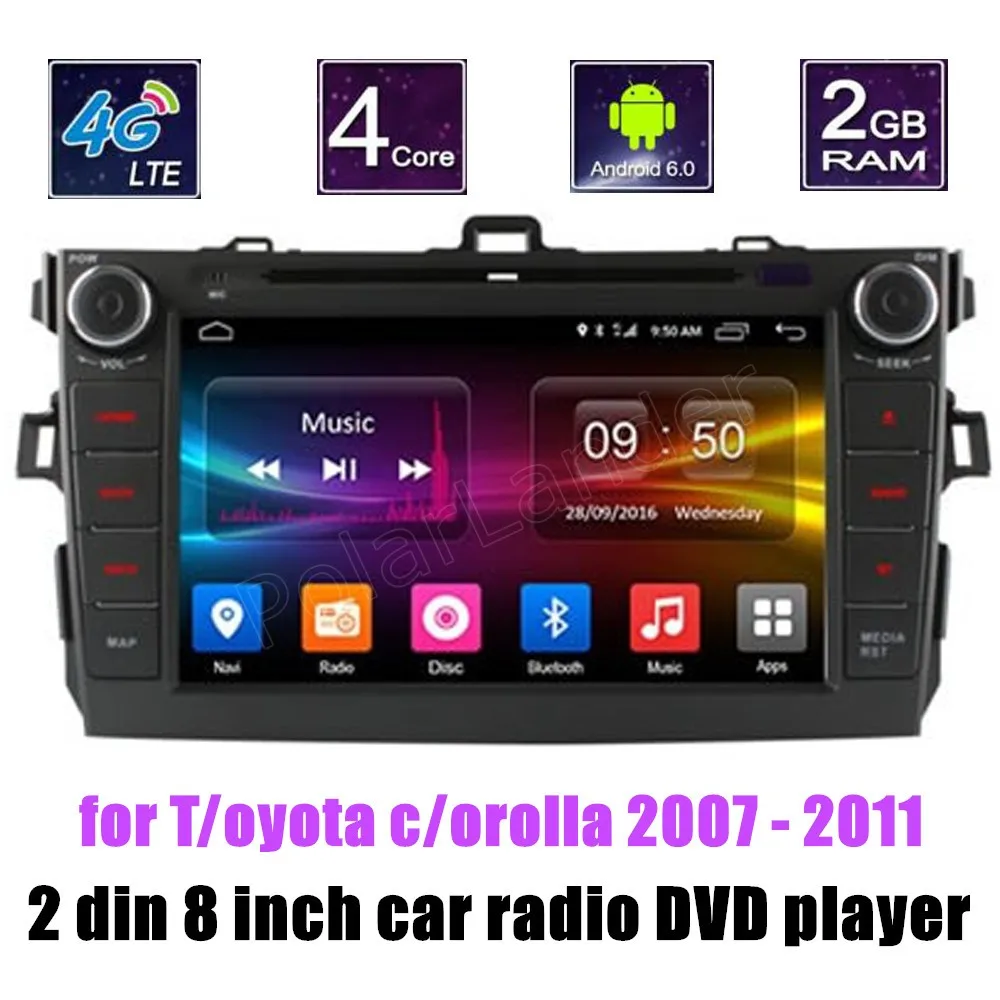 Bluetooth 8-дюймовый Android 6 0 GPS радио для Toyota corolla 2007 - 2011 Автомобильный DVD-плеер