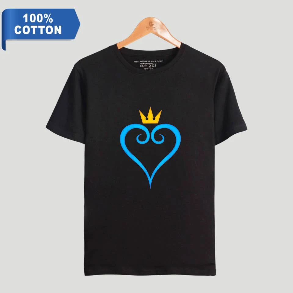 Новая Мужская хлопковая футболка с надписью kingdom hearts повседневная буквенным
