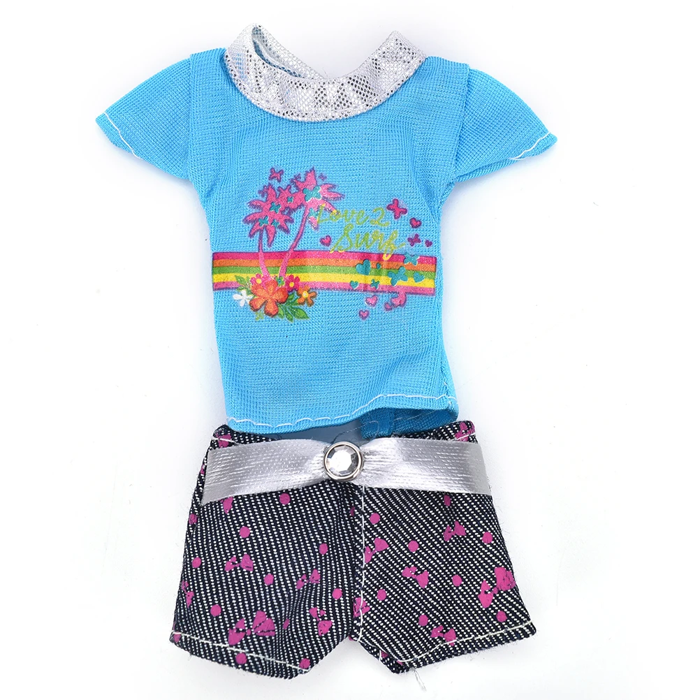 Ручная работа 1 комплект = Синяя майка + шорты костюмы для лета принт куклы одежда
