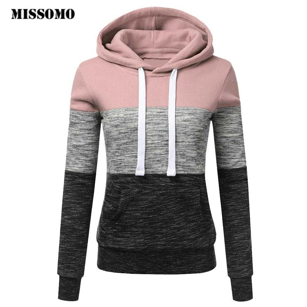 MISSOM Модные женские толстовки с капюшоном свитшоты повседневные Лоскутная
