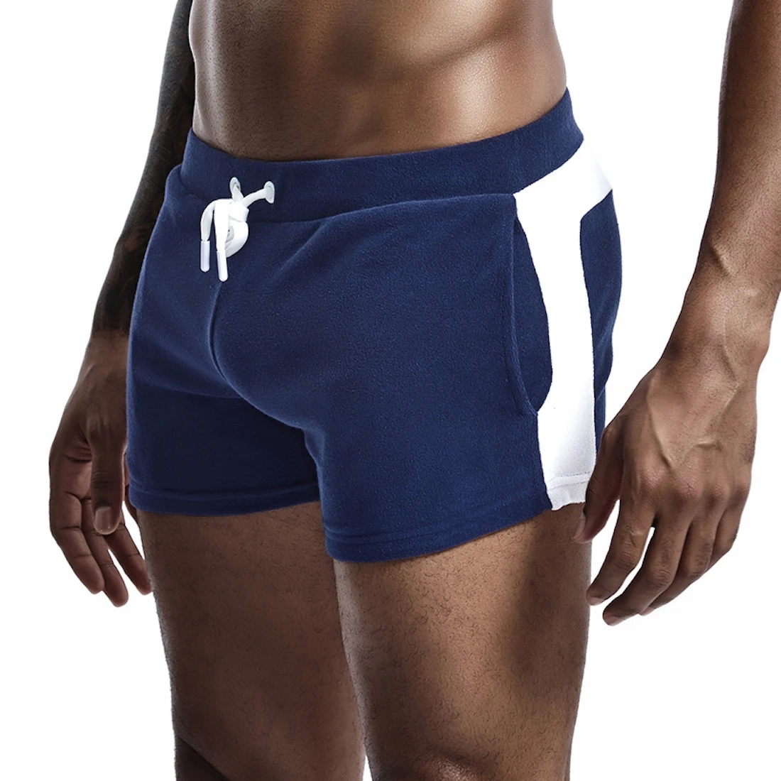 Dark Blue Спортивные шорты, мужские вельветовые плавки, мужские бархатные винтажные боксеры, шорты для спортзала, мужские трусы, толстые, Hombre Pantalones cortos, с карманами, для бега - Цвет: Dark Blue