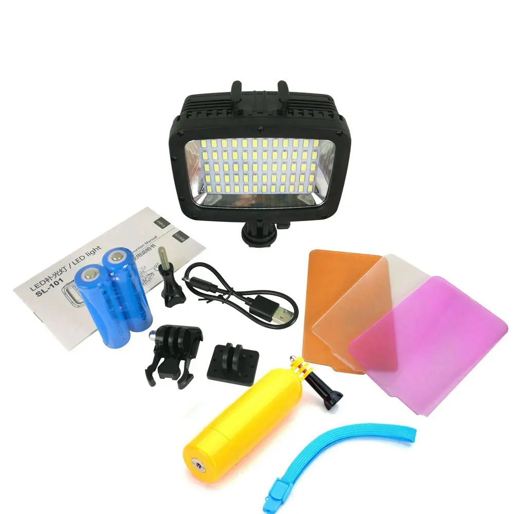 lamp with rod Gopro light 40 М Подводная Водонепроницаемая подводная камера свет лампы с Светодиоды высокой яркости для GoPro Xiao Yi SJCAM Экшн-камера - Цвет: lamp with rod