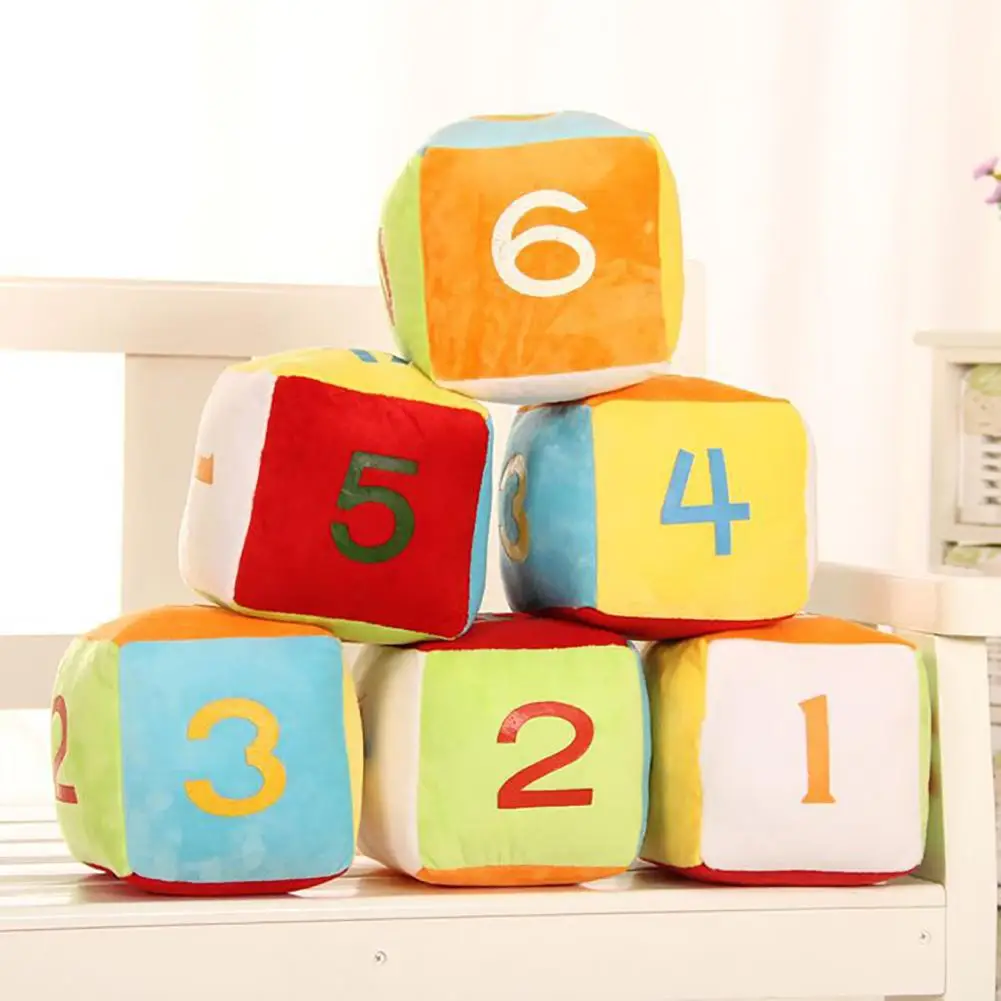 

4inch Creative Dice baby Rattle Doll Plush Stuffed Toy teether Throw Pillow Brain Game Party Favor toys for children