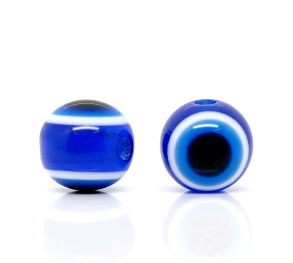 

Doreen Box 100 Dark Blue eye of evil Stripe Round Resin Beads 10mm (B10125)