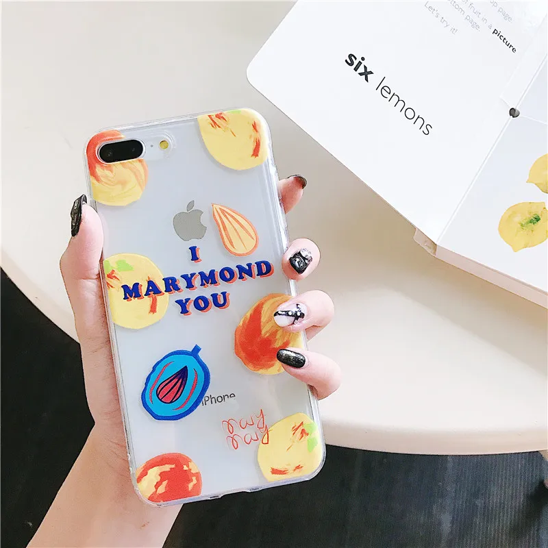 Модные летние свежие фрукты чехол для iPhone6 7 8 Plus X ТПУ Мультфильм абстрактные