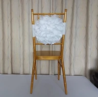 new arrival white flower bamboo chair decoration streamers upscale design chair sash ruffle cover for wedding decoration sn2122