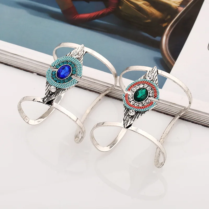 Женский широкий металлический браслет LZHLQ Открытый с геометрическим узором