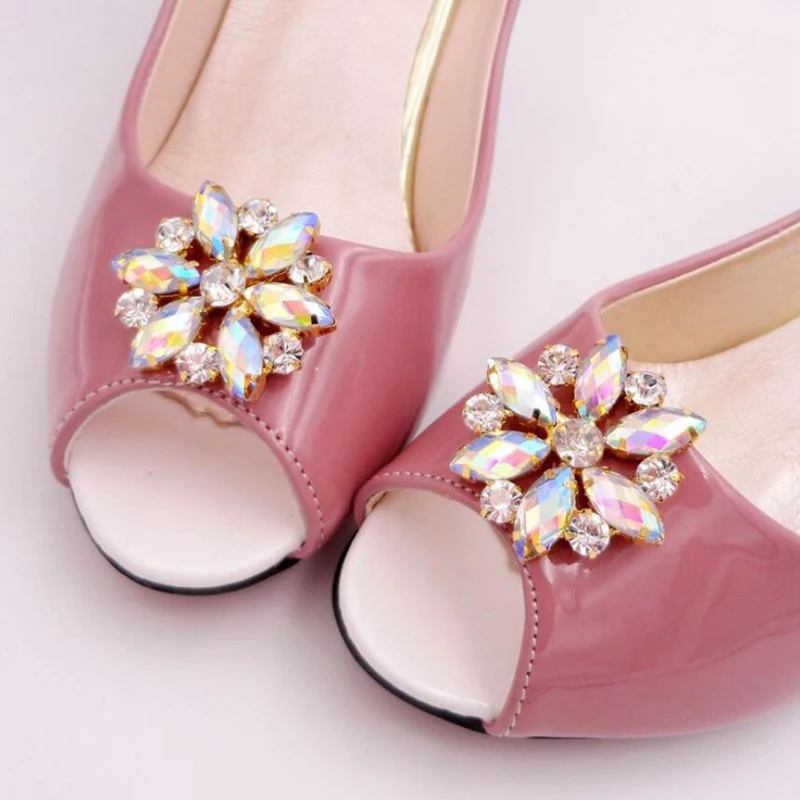 2 шт./лот 35 мм стекло * Смола горный хрусталь синий AB золотой цветок аппликация