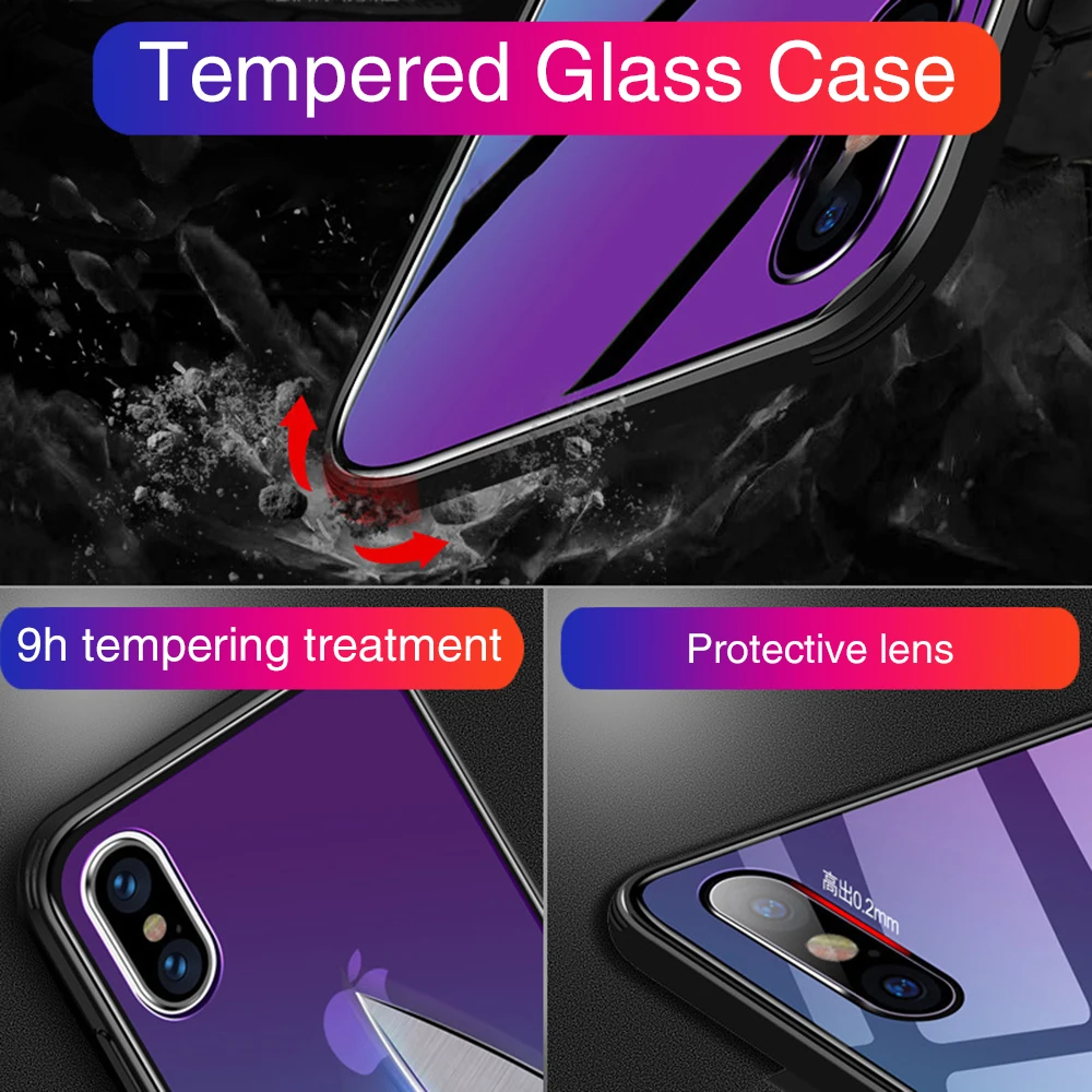 Чехол OTAO из закаленного стекла с градиентом HD для iphone XR XS MAX X 8 7 6 6S Plus