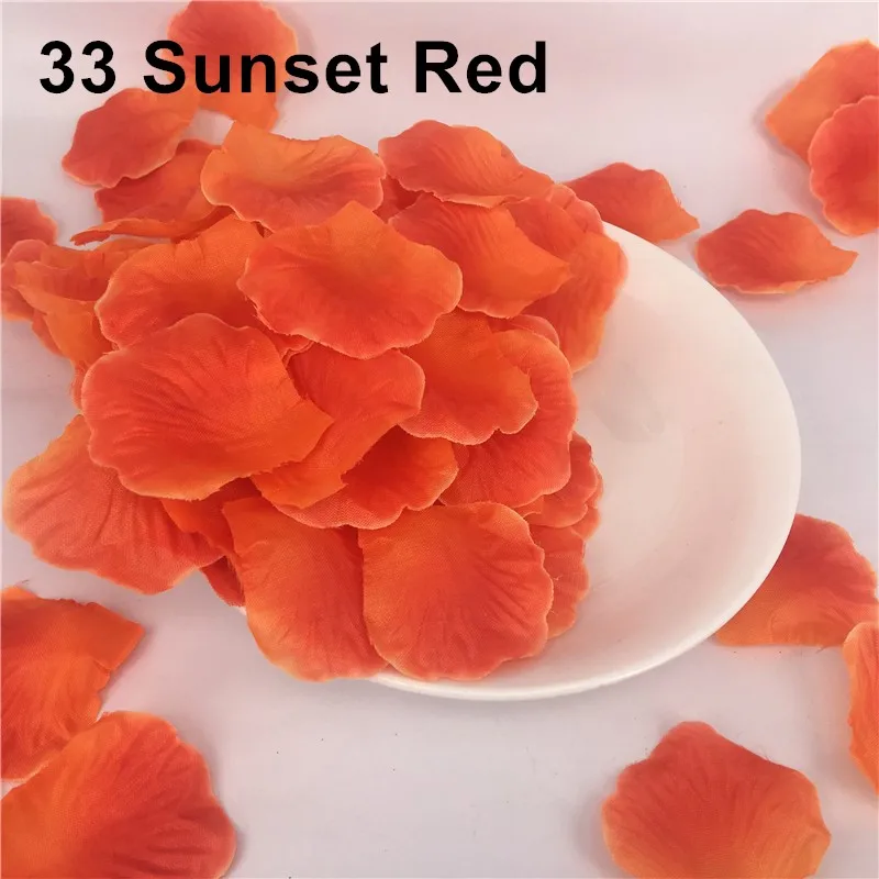 33 Sunset Red Свадебные картины украшения романтические фиолетовые красные цветы Свадебные вечерние аксессуары розовые лепестки де Роза искусственные 500 шт - Цвет: 33 Sunset Red