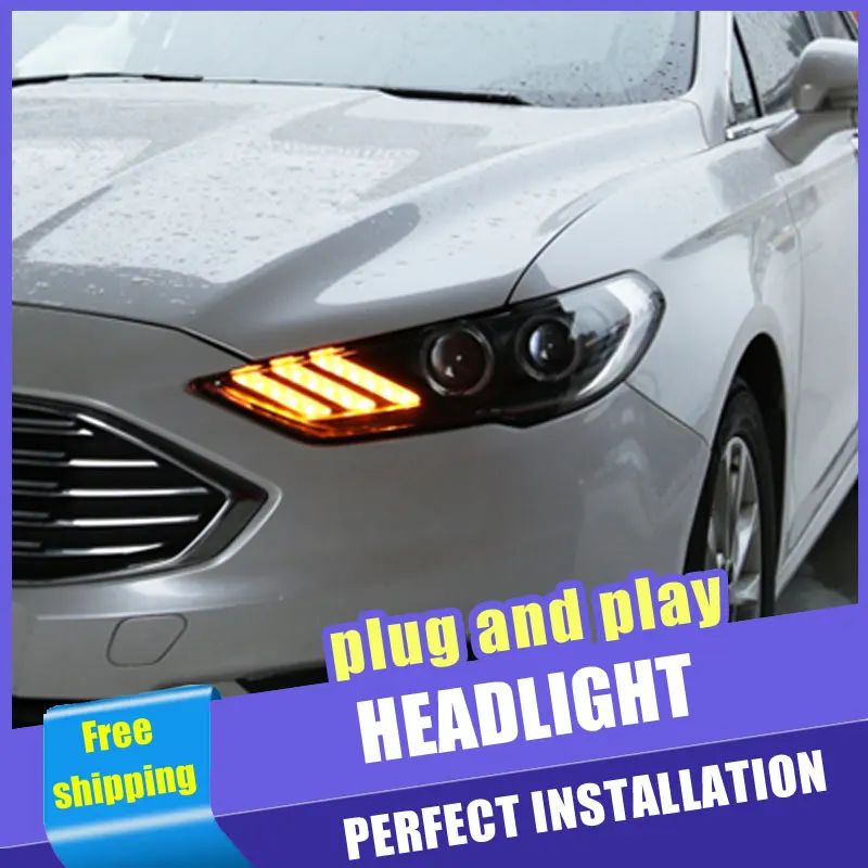 2 шт. автомобильный стиль светодиодный фары для Ford Fusion Mondeo 2017 2020 налобный фонарь DRL