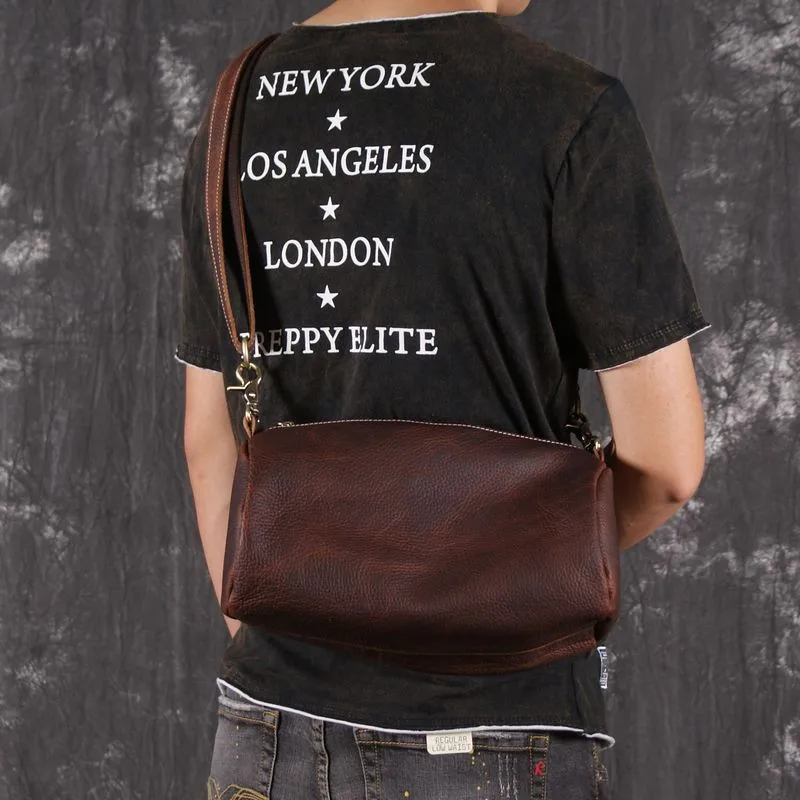 Vintage Casual Genuine Leather Small Shoulder Bag Men Crossbody Bag male  Leather Messenger Bag Leisure Men sling Bag