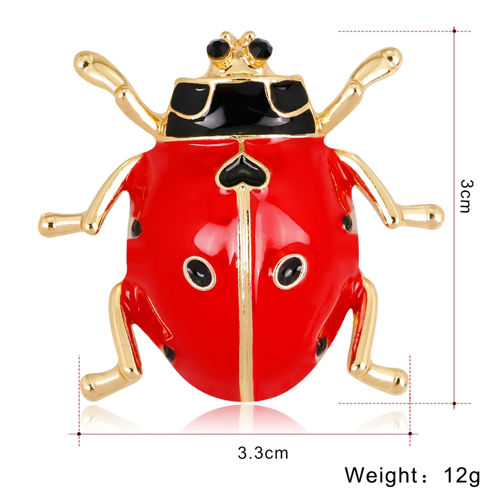 Vintage Rhinestone Ladybug Animal Brooch For Women Red/Black Enamel Insect Scarf Metal Badge Party Jewelry | Украшения и