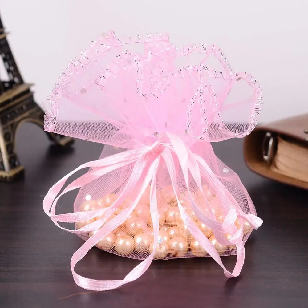 PearlPink 10 шт. 26 см круглая ткань органза подарок конфеты Свадебная вечеринка упаковка украшения сумки Мешочки, смешанные цвета - Цвет: PearlPink