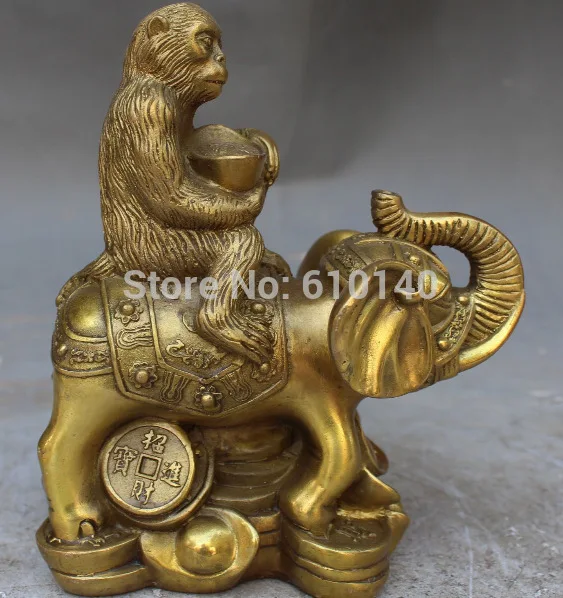 6 &quotКитайский Фэншуй бронза латунь Богатство Благоприятный Слон Обезьяна персик