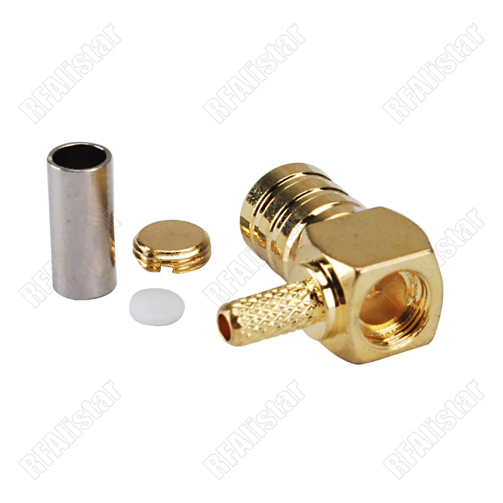 100 шт. SMB гнездовой коннектор для обжима под прямым углом коаксиального кабеля RG316